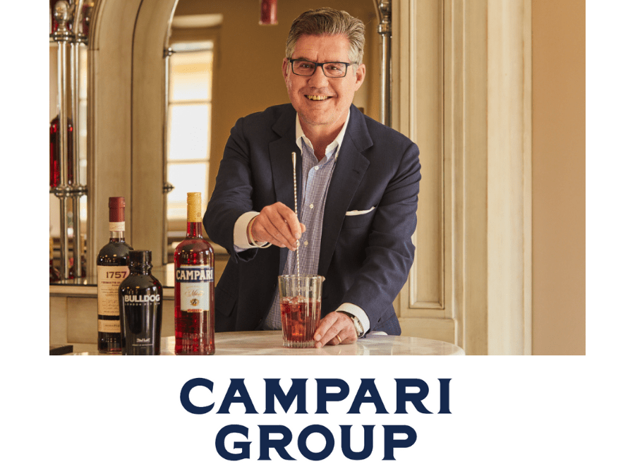 Campari Group logo and CEO Bob Kunze-Concewitz 2022