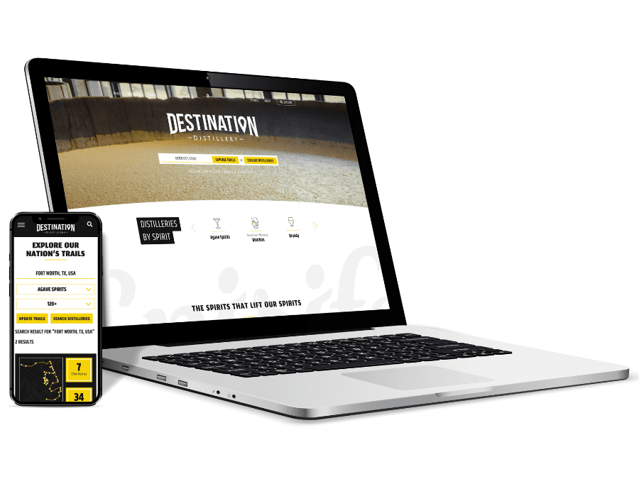 Destination Distillery website mock-up