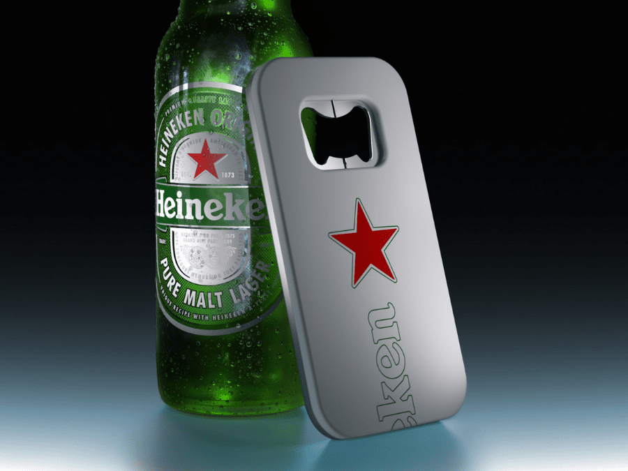 Bottle of Heineken and 'The Closer' bottle opener