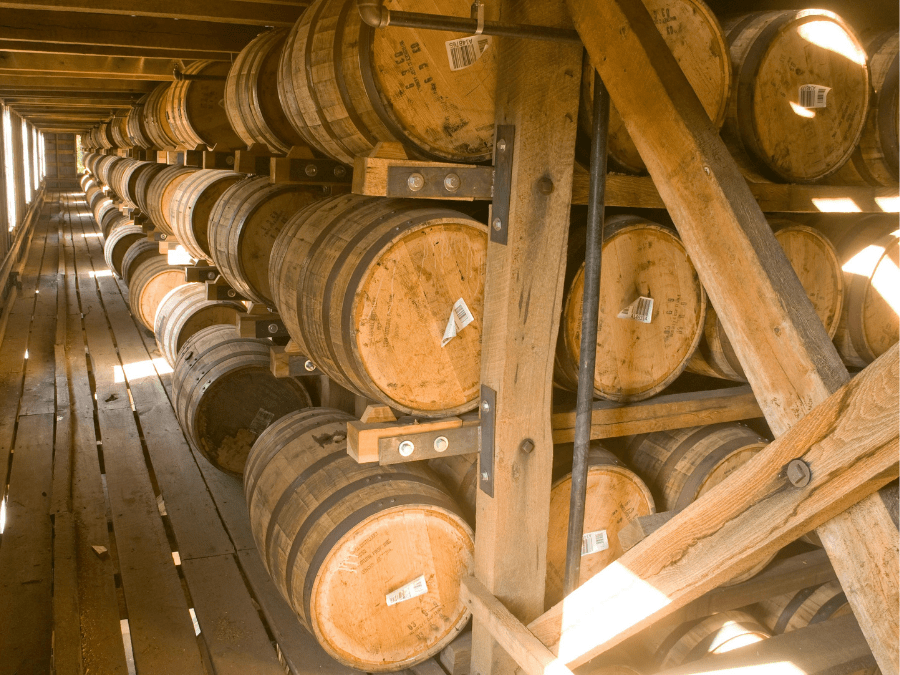 Barrels of spirit in warehouse