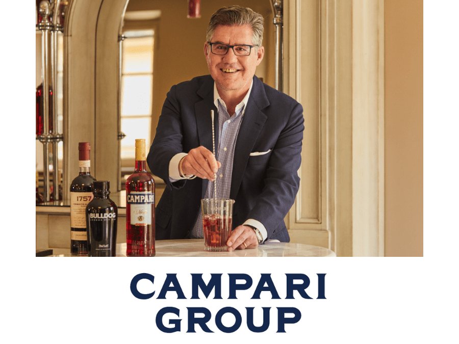 Campari Group logo and CEO Bob Kunze-Concewitz 2022
