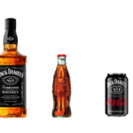 Bottle of Jack Daniel's, bottle of Coca-Cola, can of Jack Daniel's & Coca-Cola RTD