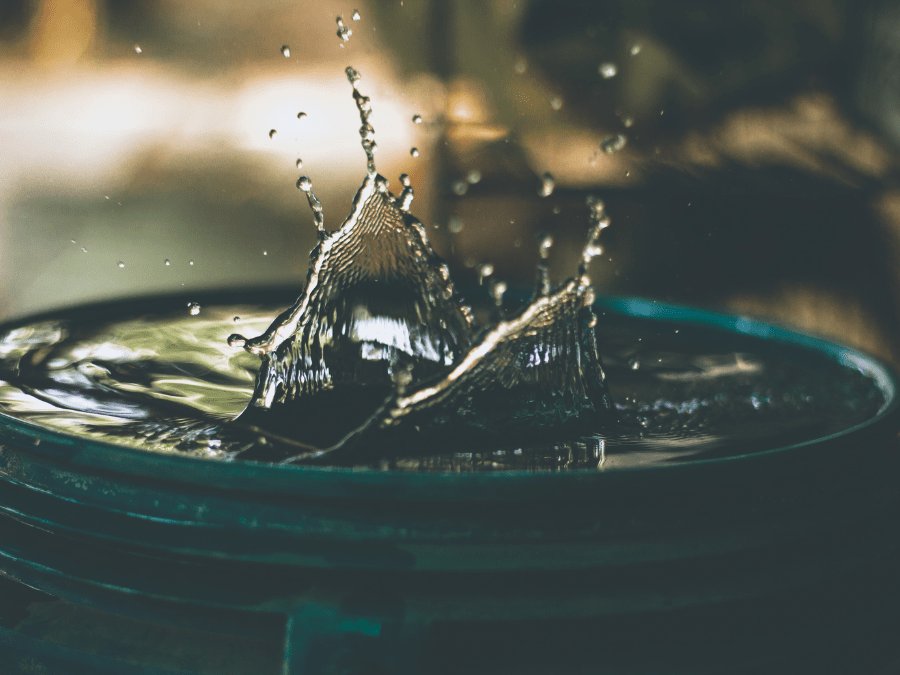 Water splashing on a barrel