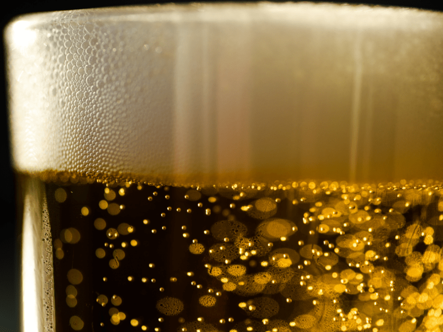 Beer in glass in close-up