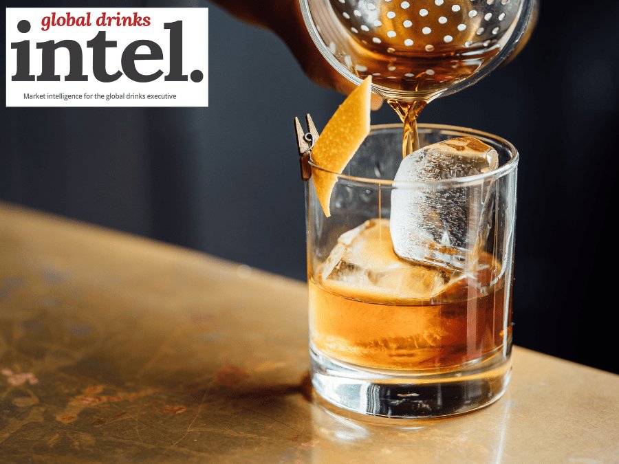 Spirits served in a glass