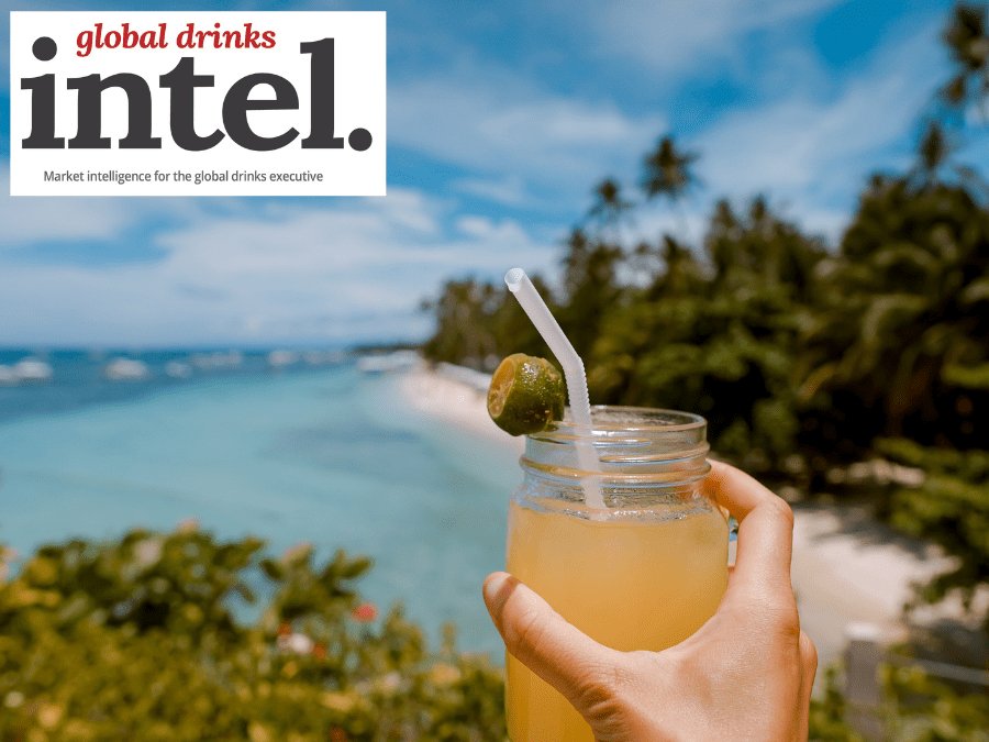 Drink with beach in background