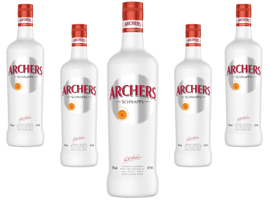 Archers Peach Schnapps bottles