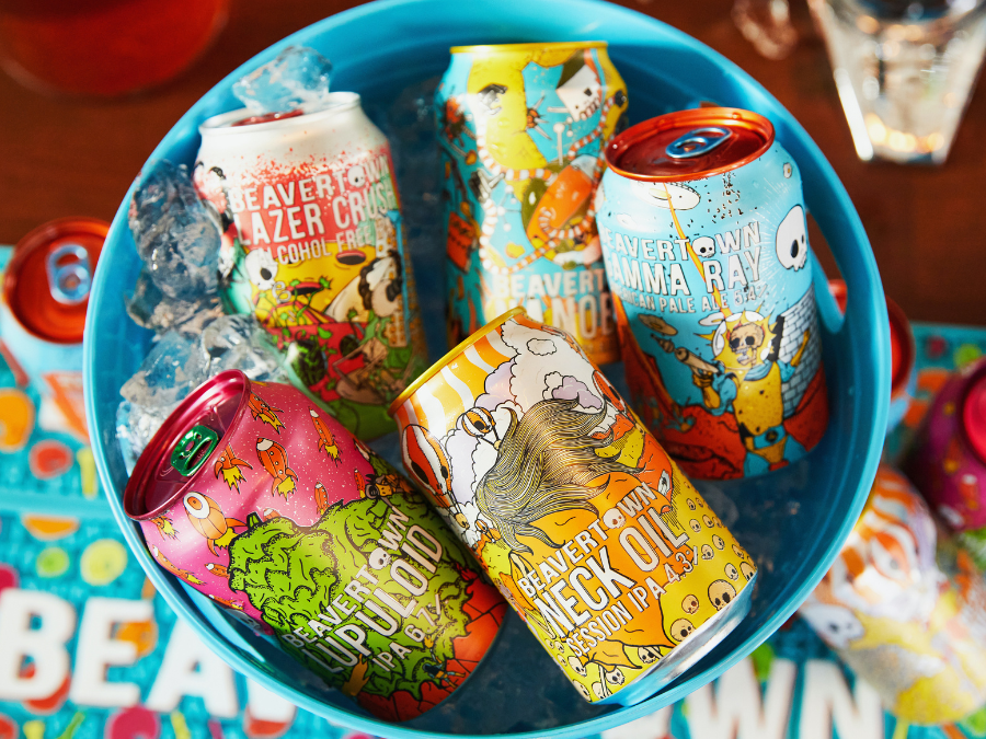 Beavertown Brewery portfolio, cans in a bucket