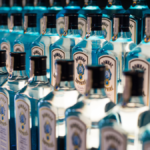 Bottles of Bombay Sapphire gin on a backbar