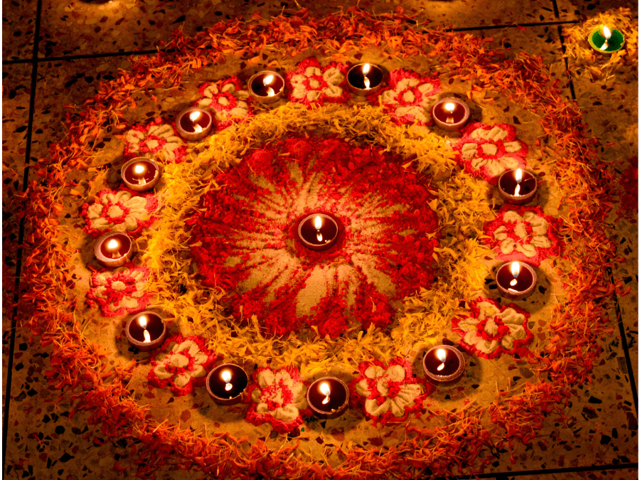Candles lit to celebrate Diwali
