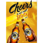 Tusker bottles on 100th anniversary poster for East African Breweries