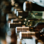 Wine bottles in a rack