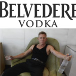Belvedere Vodka logo with still from advert featuring Daniel Craig
