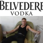 Belvedere Vodka logo with still from advert featuring Daniel Craig