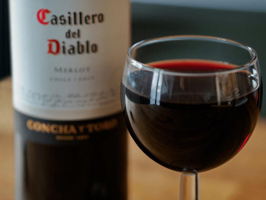 Casillero del Diablo bottle and glass of wine