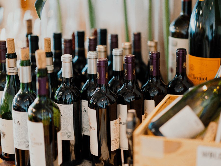 Array of wine bottles