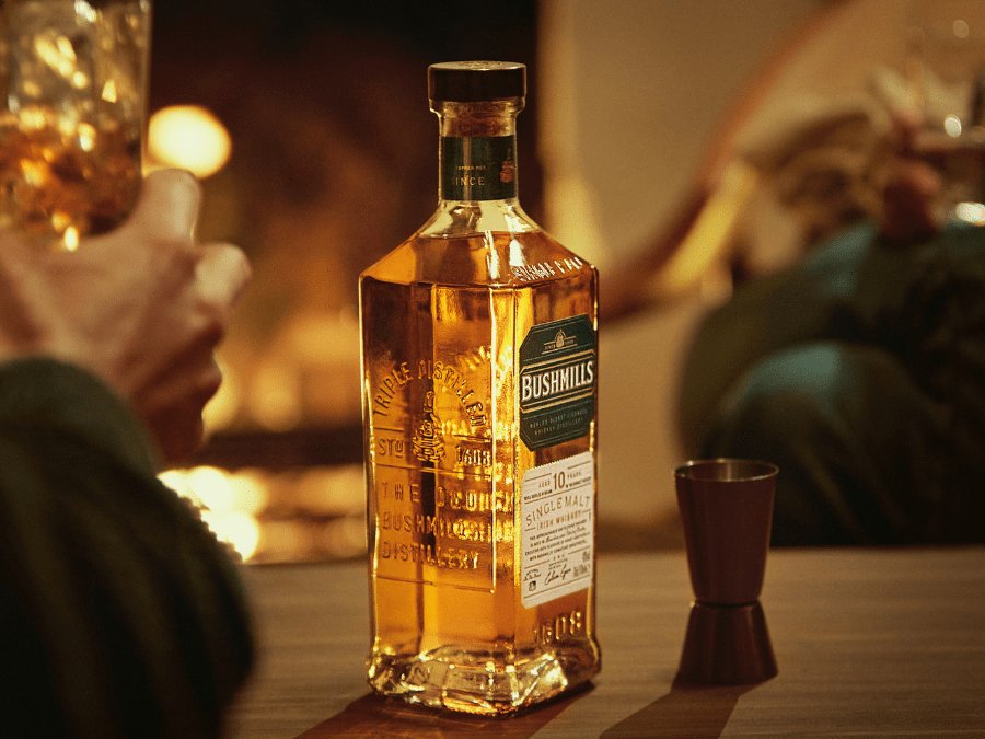 Bottle of Bushmills, still from TV ad