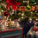 Wrapped presents under a Christmas tree