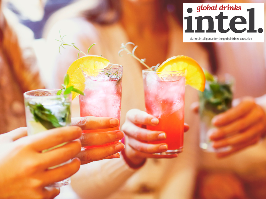 Four vodka-based cocktails held towards the camera