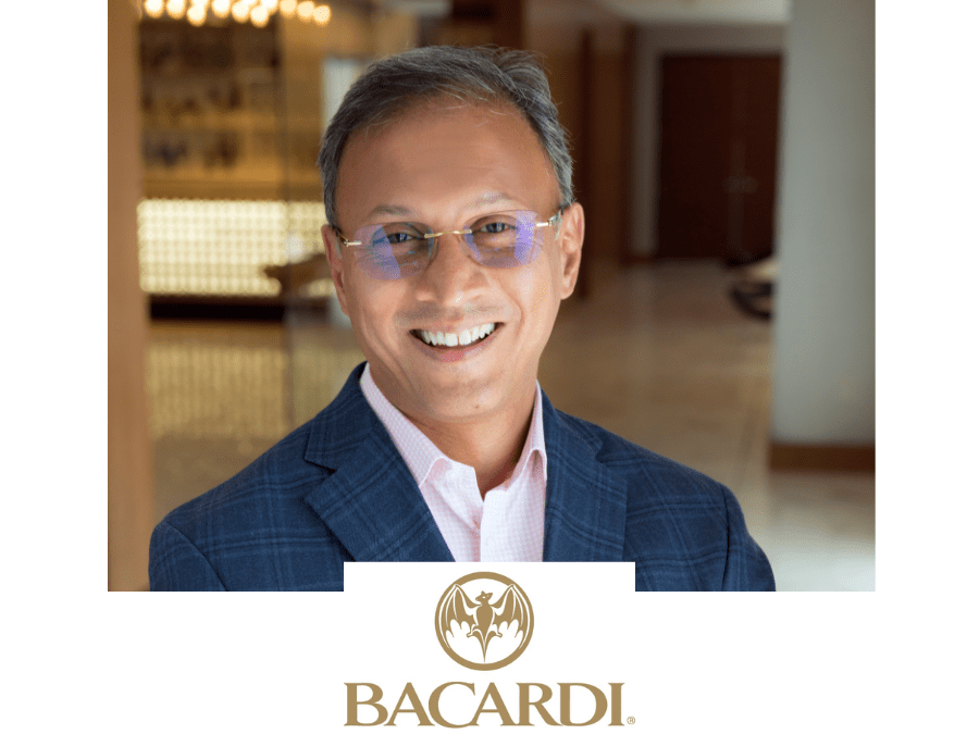 Bacardi CEO Mahesh Madhavan & company logo