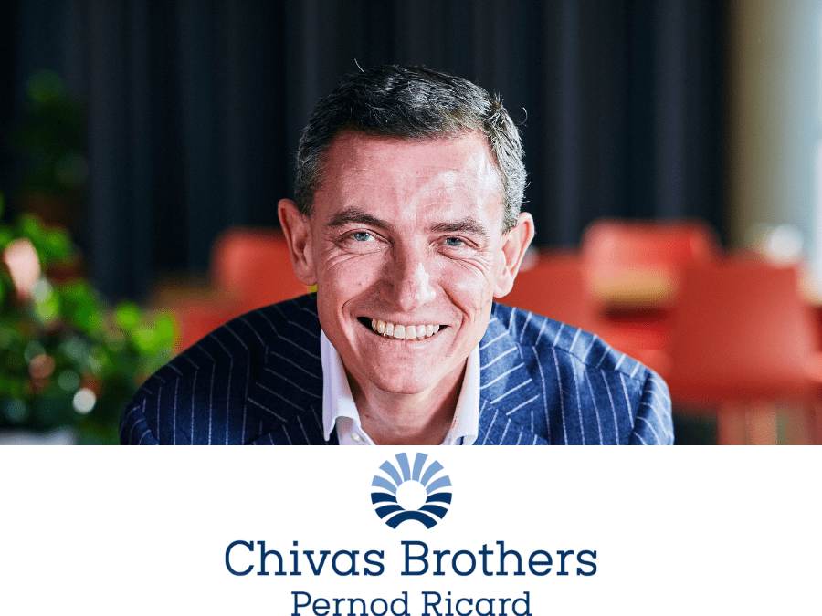 Chivas Brothers logo & CEO Jean-Etienne Gourgues
