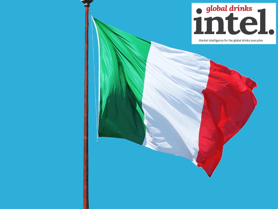 Italy flag with Global Drinks Intel logo