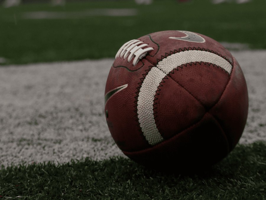 A football [American] on the pitch