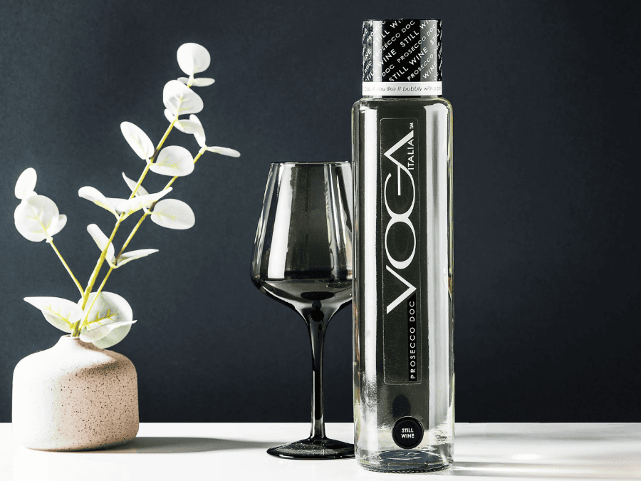 Voga Italia bottle with a glass