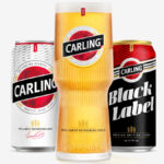 Carling cans and branded glass