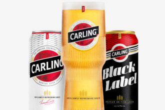 Carling cans and branded glass