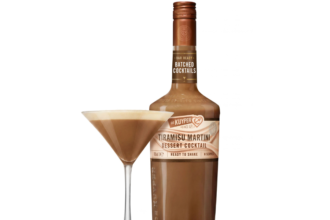 De Kuyper Tiramisu Martini bottle with serve