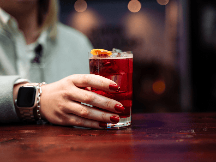 A drink on a bar