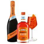 Bottle of Mionetto alcohol-free sparkling wine and Mionetto alcohol-free Aperitivo