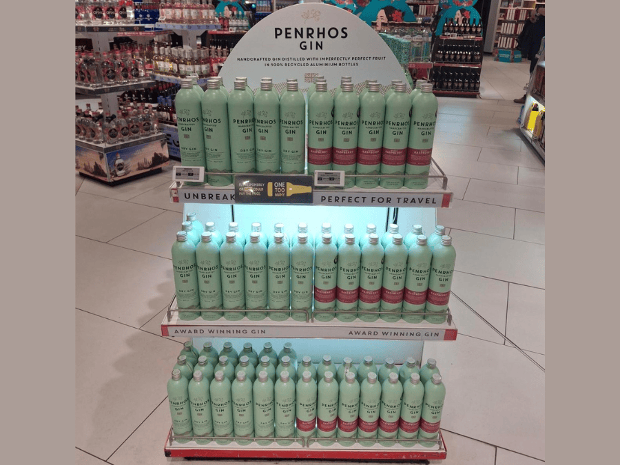 Penrhos Gin display in GTR