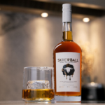Skrewball Peanut Butter Whiskey bottle with serve