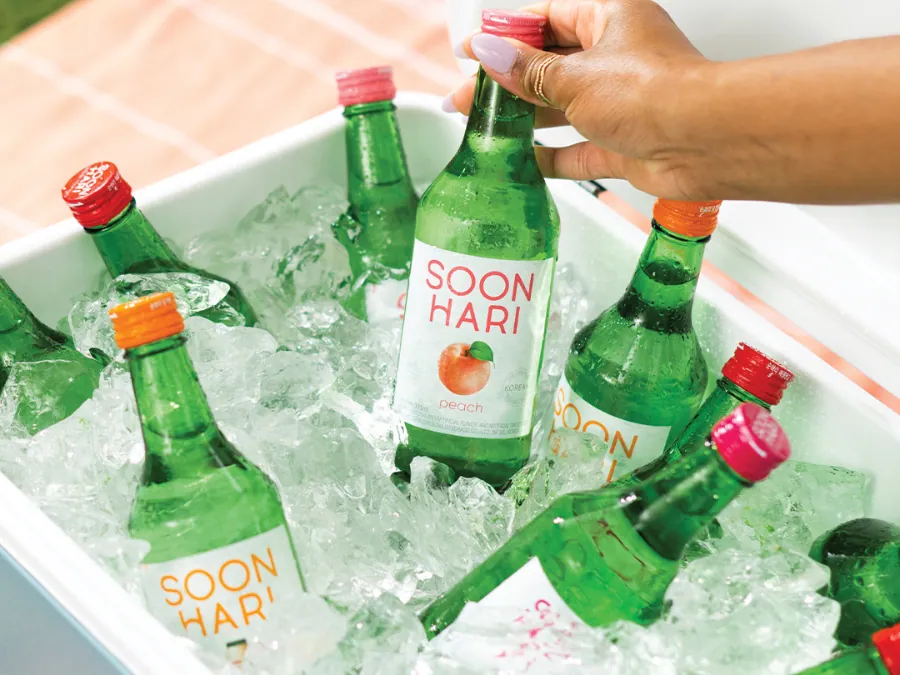 Soonhari soju bottles in ice