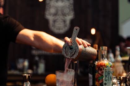 Cocktail preparation on a bar