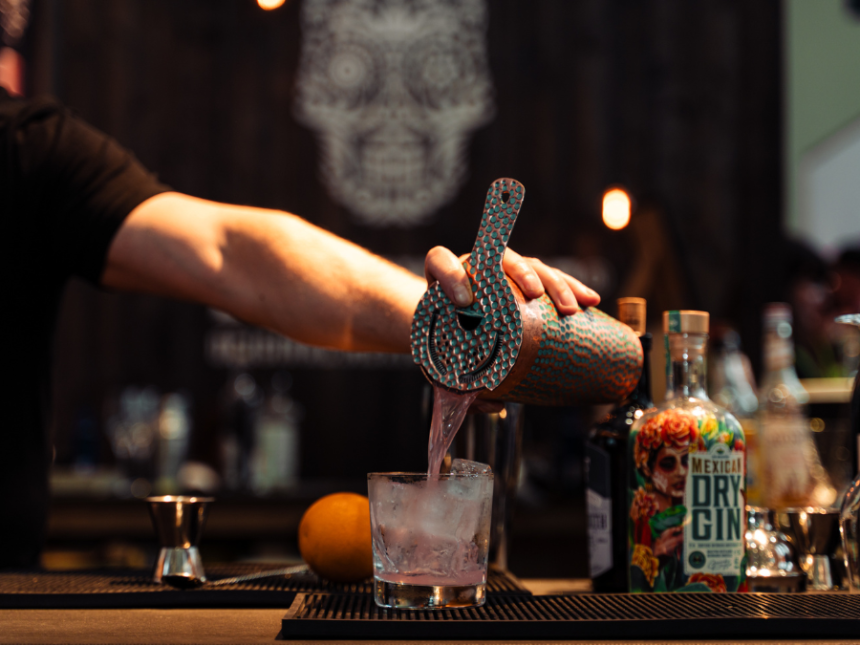 Cocktail preparation on a bar
