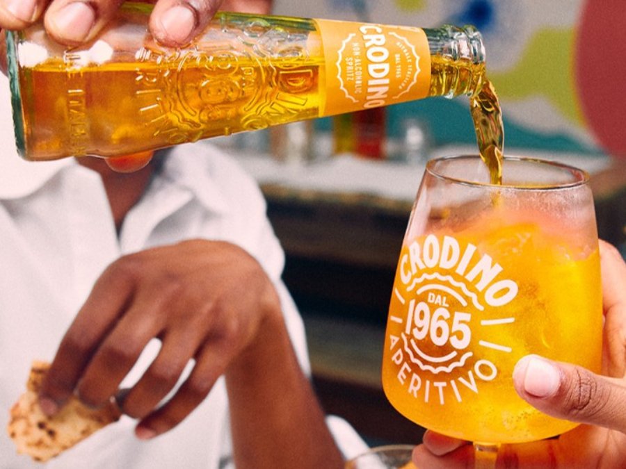 Crodino bottle pured into Crodino-branded glass