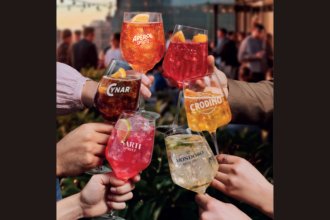 Six branded glasses, all brands owned by Campari Group
