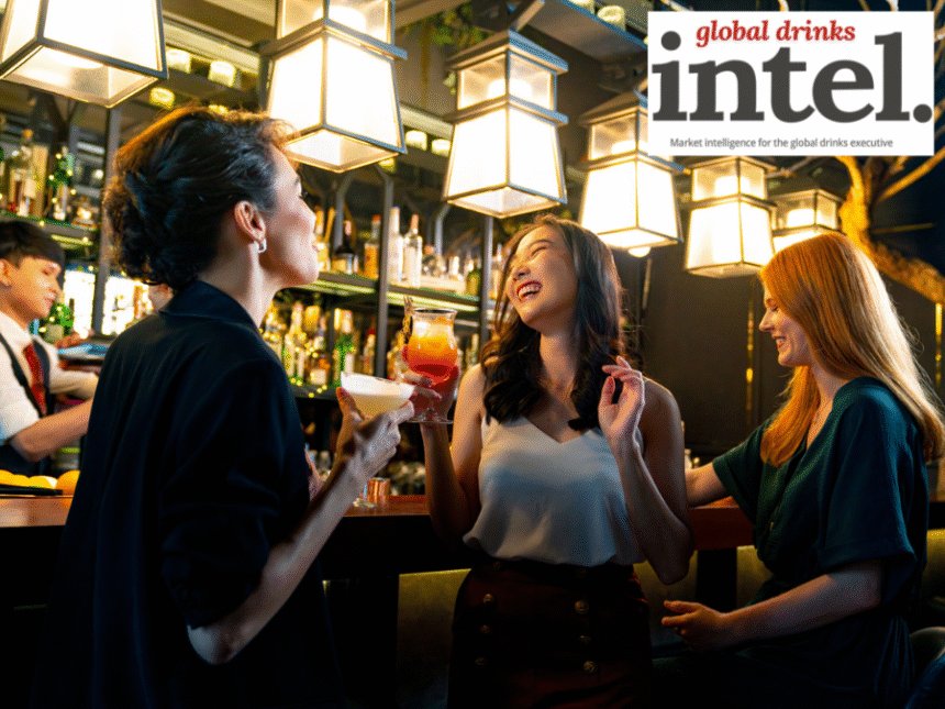 Three female drinkers in a bar