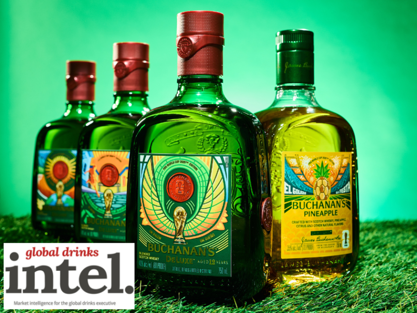 Buchanan's bottles - four of - featuring FIFA World Cup branding