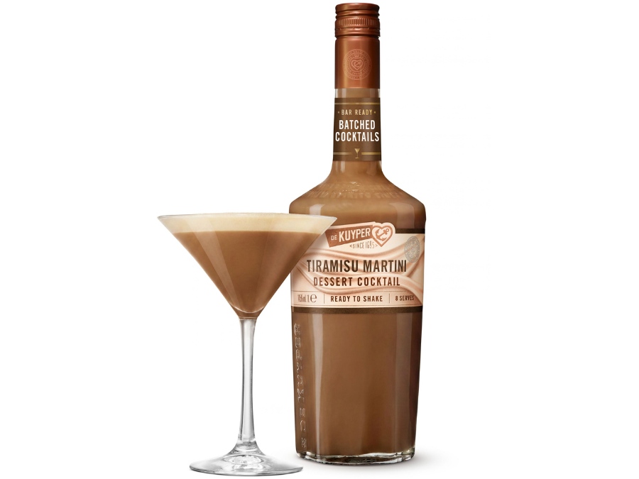 De Kuyper Tiramisu Martini bottle with serve