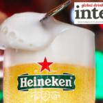 Heineken branded glass in close-up