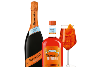 Bottle of Mionetto alcohol-free sparkling wine and Mionetto alcohol-free Aperitivo