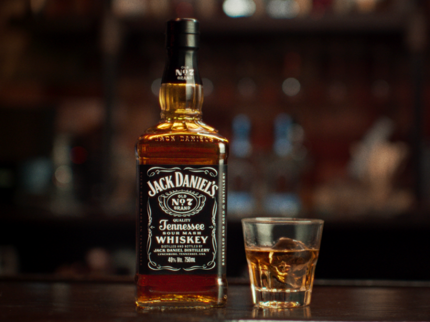 Jack Daniel's bottle on a bar