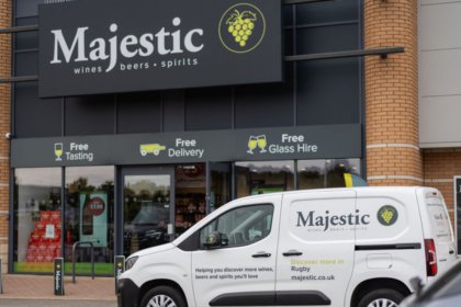 Exterior of Majestic retail outlet with branded van