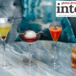Rum-based cocktails on a bar