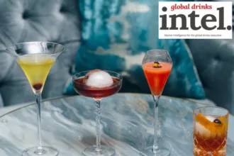 Rum-based cocktails on a bar