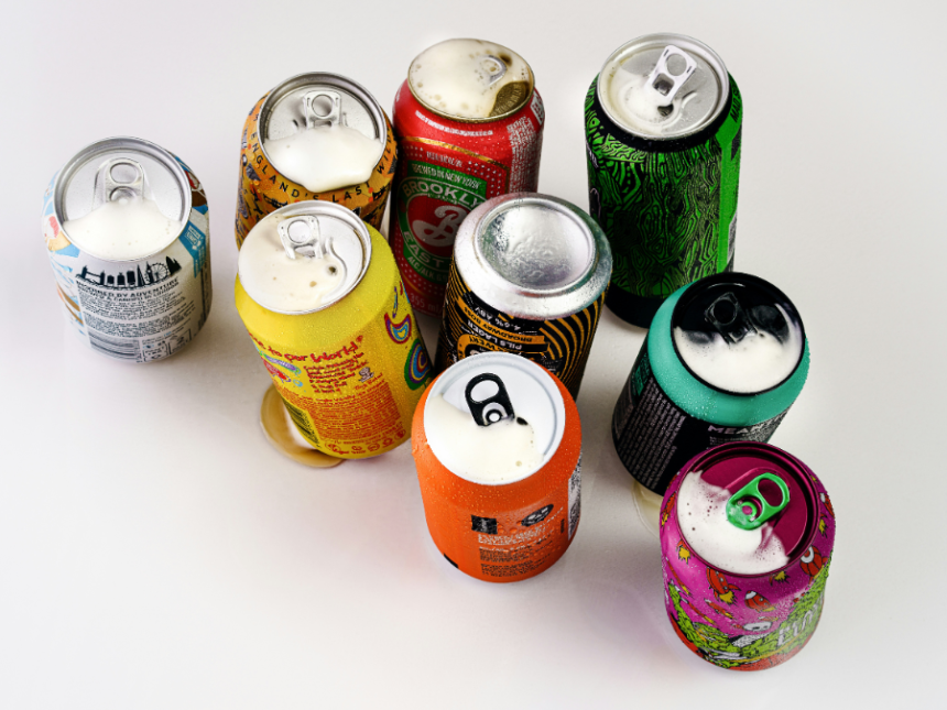 Selection of cans viewed from above